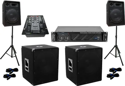 Produktbild von PA Party DJ Disco Lautsprecher Subwoofer Verstärker BT Mixer Stativ 3280 Watt