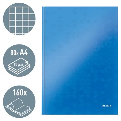 Produktbild von Leitz WOW, Blau, A4, 80 Blätter, 80 g/m², Kariertes Papier, Hardcover