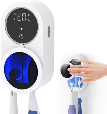 Immagine prodotto di Supporto elettrico per spazzolini da denti con funzione di asciugatura e ricarica per 2 spazzolini