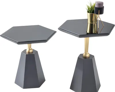 Image de Les tables d'appoint hexagonales grises allient esthétique et fonctionnalité