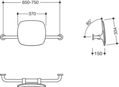 Produktbild von HEWI 805.51.916 98 Rückenstütze, WA = 150mm