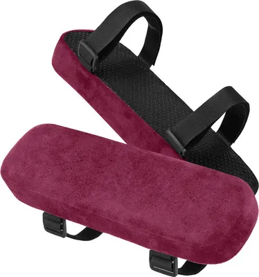 Produktbild von Stuhl-Armlehnenpolster,2 Pack gepolsterte Armlehnenpolster mit Memory-Foam-Ellbogenkissen zur Druckentlastung der Unterarme (Burgund)