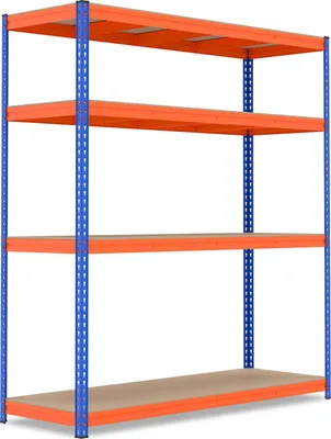 Zdjęcie produktu dla COSTWAY 4-poziomowy regał magazynowy z metalowymi półkami 181x61x203cm, wytrzymały regał z regulowanymi półkami, system regałów piwnicznych o nośności do 2400 kg