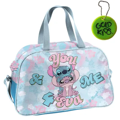 Produktbild von Sporttasche Kinder für Mädchen & Jungen - Umhängetasche mit Stitch Motiv - Schwimmtasche mit verstärktem Boden - Trainingstasche 40 x 25 x 15 cm