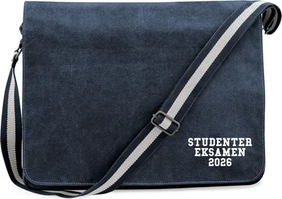 Produktbild von Huuraa Umhängetasche Studentereksamen 2026 Abschluss Dänemark 14 Liter Vintage Navy Canvas Laptoptasche Geschenkidee