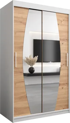 Produktbild von Kleiderschrank, Schiebetürenschrank Schlafzimmer, Schrank mit Spiegel ELYPSE 120 cm