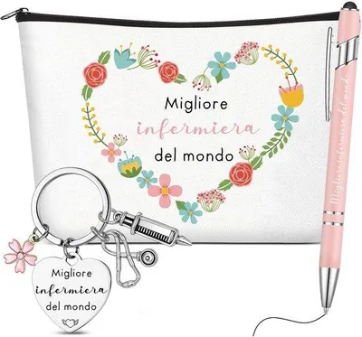 Produktbild von Pflegekraft-Geschenk: Kreative Clutch – Schlüsselanhänger – Kosmetiktasche – Kugelschreiber – Motivierende Accessoires – Polyester-Baumwolle – Geschenk für Pflegekräfte