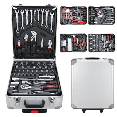 Produktbild von EINFEBEN Werkzeugkoffer 1031 teilig Alu Werkzeugkasten Werkzeugkiste gefuellt Set abschliessbar Werkzeugtasche Werkzeug-Trolley 4 Ebenen Rollkoffer…