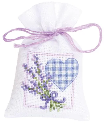 Produktbild von VERVACO Stickset Lavendel Herz DIY Kreuzstich für Anfänger 8x12