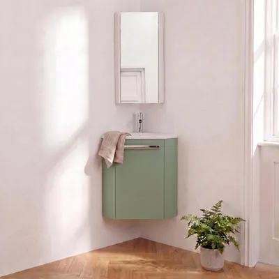 Produktbild von Eckwaschbecken + Wasserhahn + SKINO-Schrank