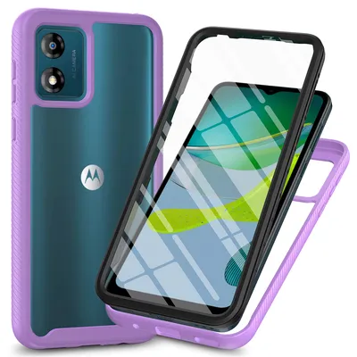 Immagine prodotto di Custodia per Motorola Moto E13, paraurti con protezione dello schermo a 360° integrata Custodia protettiva per tutto il corpo Viola