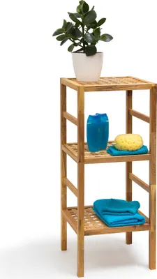 Produktbild von Relaxdays Badregal Holz, 3-5 Ablagen, Standregal aus geöltem Walnussholz, skandinavischer Stil, Massivholz, braun
