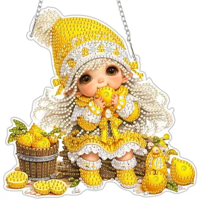 Productafbeelding van Diamond Painting Hanger: Feeënlimonade, Citroenfeest, Raamdecoratie, Knutselset, Cadeau voor kinderen