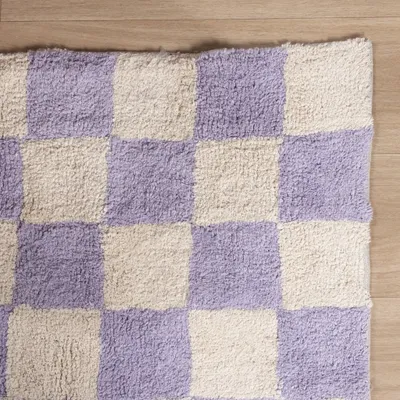 Produktbild von Volero - Retro Teppich - Gambit Lila Weiß - 80x150 cm - Wohnzimmer, Kinderzimmer, Schlafzimmer - Modern, Retro