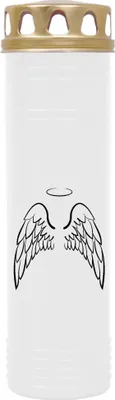 Image de Bougie funéraire Blanc 170h ( couvercle or ) - Ailes d'ange