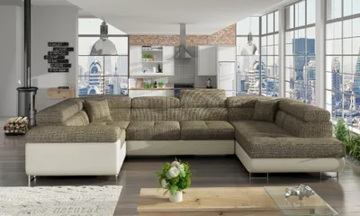 Zdjęcie produktu dla Narożnik z funkcją spania LETTO czarny/biały prawy