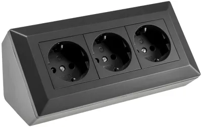 Produktbild von 3-fach Steckdosenblock schwarz 250V/ 16A Aufbaumontage