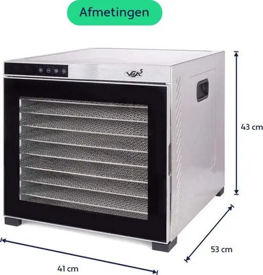 Image de Vita5 Vita5 Nobel PRO 10 Déshydrateur - Armoire de séchage - Acier inoxydable - Minuterie 24 heures - Panneau deà LED - Déshydrateur - 10 étages