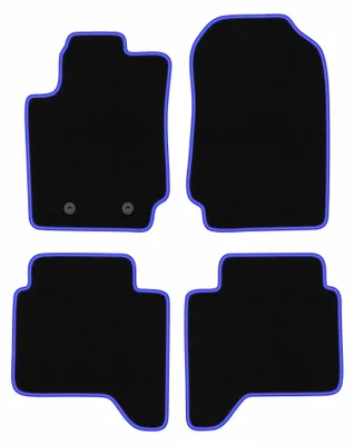 Productafbeelding van Velours automatten voor Ford Ranger 2012-2019 – 4-delig, zwart/blauw, op maat – Wielganizator CARLUX