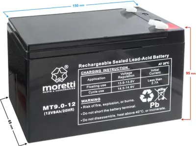Obrázek produktu pro Moretti UPS MT9.0-12 Baterie