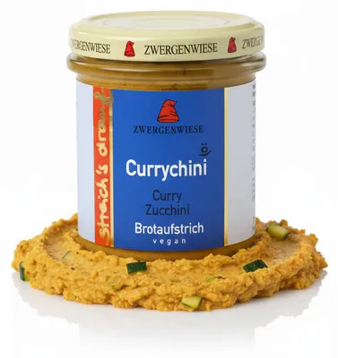 Produktbild von Zwergenwiese Aufstrich streichs drauf Currychini (Curry-Zucchini) - 135g