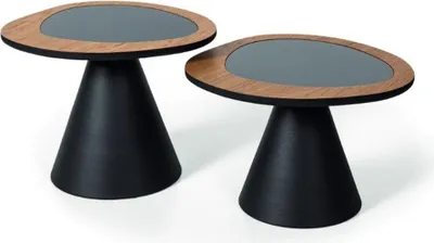 Produktbild von Designer Couchtisch Set 2x Tisch Wohnzimmer Stil Schwarzer 2tlg.  Möbel