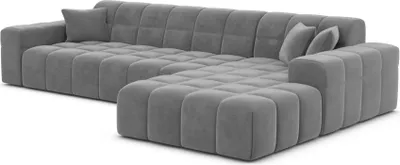 Produktbild von Samtstoff L-Form Sofa Nivara Dunkelgrau Rechts