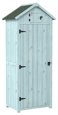 Produktbild von Outsunny Gartenschrank Geräteschuppen mit Fachböden Asphaltdach Holz Blau