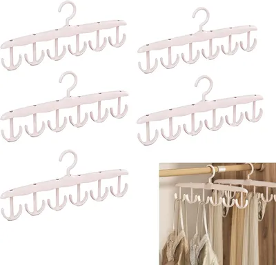Produktbild von 5 Stück Multifunktionaler Trägerkleiderbügel mit 12 drehbaren Haken, Platzsparender Kunststoff Kleiderbüge, Wellform Aufbewahrung für Kleiderschrank und Studentenheim