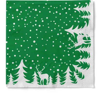 Produktbild von Sovie HORECA Weihnachtsserviette Marvin in Grün aus Tissue 33 x 33 cm, 3-lagig, 100 Stück