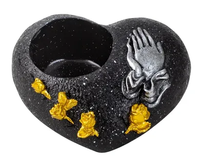 Produktbild von Grabschmuck 8317 Herz Hände Trauer Schwarz Poly
