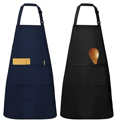 Produktbild von 2er Pack Wasserdichte Küchenschürze 76x73cm Verstellbare Kochschürze mit 2 Taschen als Kochschürze Damen Kochschürze Männer