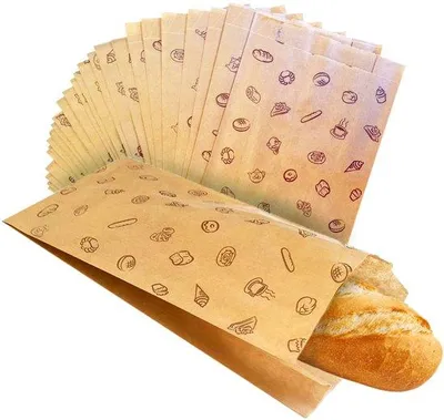 Image de Sacs en papier brun sans anses, 25 x 14 cm, 100 pièces, pour les pâtisseries et les snacks