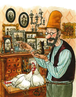Produktbild von Postkarte "Pettersson und Findus: Findus mit Familienportraits"