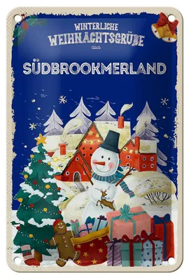 Produktbild von Blechschild Weihnachtsgrüße aus SÜDBROOKMERLAND Dekoration 12x18cm