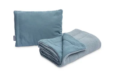 Produktbild von SENSILLO Bettwäsche Set Baby Babydecke 100x80 Kissen 30x40 cm Musselin Blau