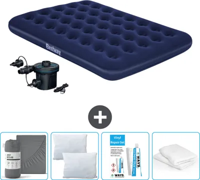 Zdjęcie produktu dla Materac dmuchany Bestway - Podwójne łóżko - 137 x 191 x 22 cm - Niebieski - Z akcesoriami