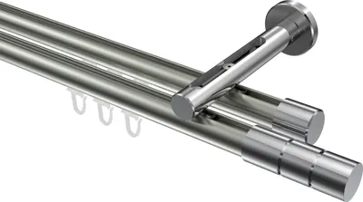 Produktbild von Interdeco Innenlaufstange / Gardinenstange mit Innenlauf Edelstahl-Optik / Chrom, Typ Siteno Elanto (Rillenzylinder), 20 mm Ø 2-läufig, 100 cm