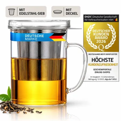 Immagine prodotto di Teamaker deluxe in vetro con colino in acciaio inox
