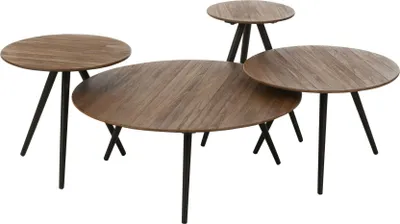 Produktbild von J-Line J-Line Tische Rund - Recyceltes Teakholz - Natur - 4Er Set