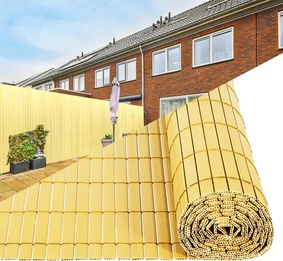Obrázek produktu pro Jayseuw PVC obrazovka soukromí plot soukromí obrazovka pro plot zahrada odolný proti povětrnostním vlivům bambus 90x1000cm