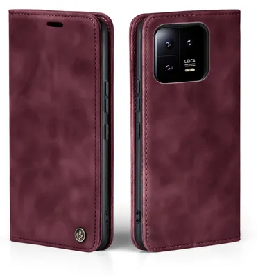 Produktbild von Handy Hülle für Xiaomi 14 Klapphülle Bookcase Flip Cover Handy Tasche Etui Farbe: Weinrot
