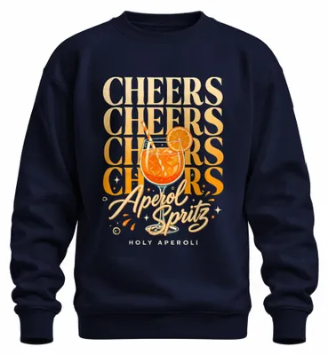Immagine prodotto di Felpa con cappuccio, stile Aperol Spritz, ideale per l'estate, colore blu navy, taglia L
