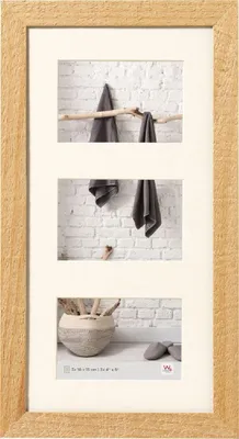 Image de Cadre photo Walther Home pour 3 photos 10 x 15 cm, couleur naturelle, 28 x 51 cm