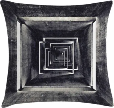 Produktbild von ABAKUHAUS Dunkelgrau Kissenbezug, Architektur-Perspektive-Tunnel-Innengrungy Corridor Construction, 50 x 50 cm, Schwarz Beige Weiß