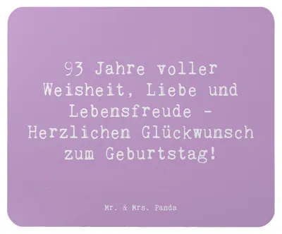 Produktbild von Mr. & Mrs. Panda Mouse Pad Spruch 93. Geburtstag - Lavendeltraum - Geschenk, pc mauspad, Lebensfreude, besondere Anlässe, laptop, Freunde, Alter, mousepad, Happy Birthday