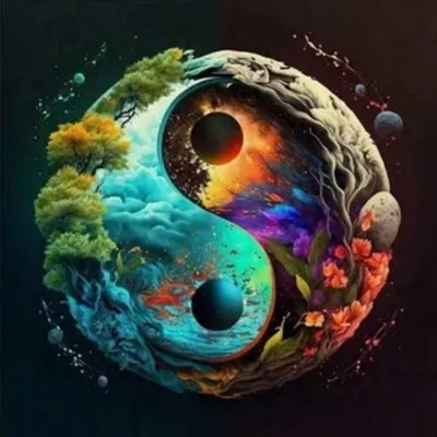 Zdjęcie produktu dla Diamentowa mozaika "Ziemia Yin i Yang", 30x40 cm, kreatywne diamenty