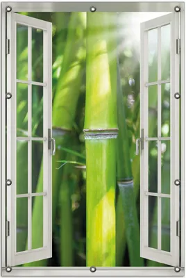 Produktbild von Wallario Outdoor-Poster für Garten oder Balkon 80 x 120 cm: Bambus im Sonnenschein