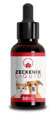 Produktbild von Saint Nutrition® Zeckenix Liquid – zum Schutz vor Zeckenbefall – für Hunde und Katzen – Zeckenschutz Hund – natürliche Formel – Zecken Hund - 50 ml