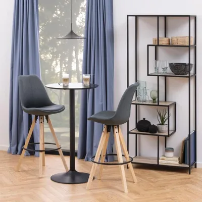 Productafbeelding van Bartafel Ivsta Ash Fineer Mat Zwart Ø60x105cm - Giga Living